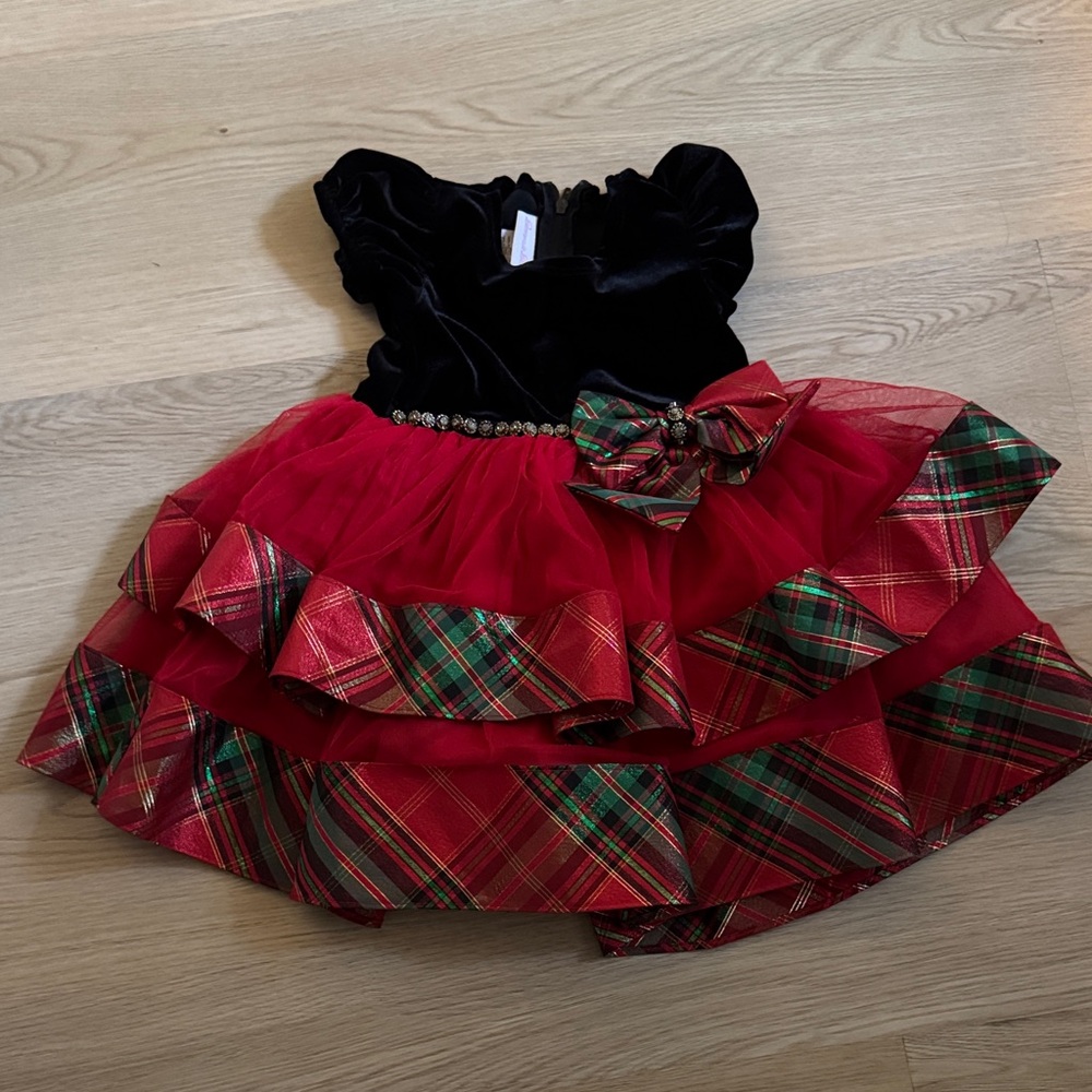 Holiday Tulle Dress with Plaid Trim for Toddler Girls🎄 Size 18 Months